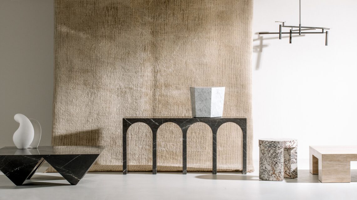 Marble furniture collection from Andrew Metrick at Elte