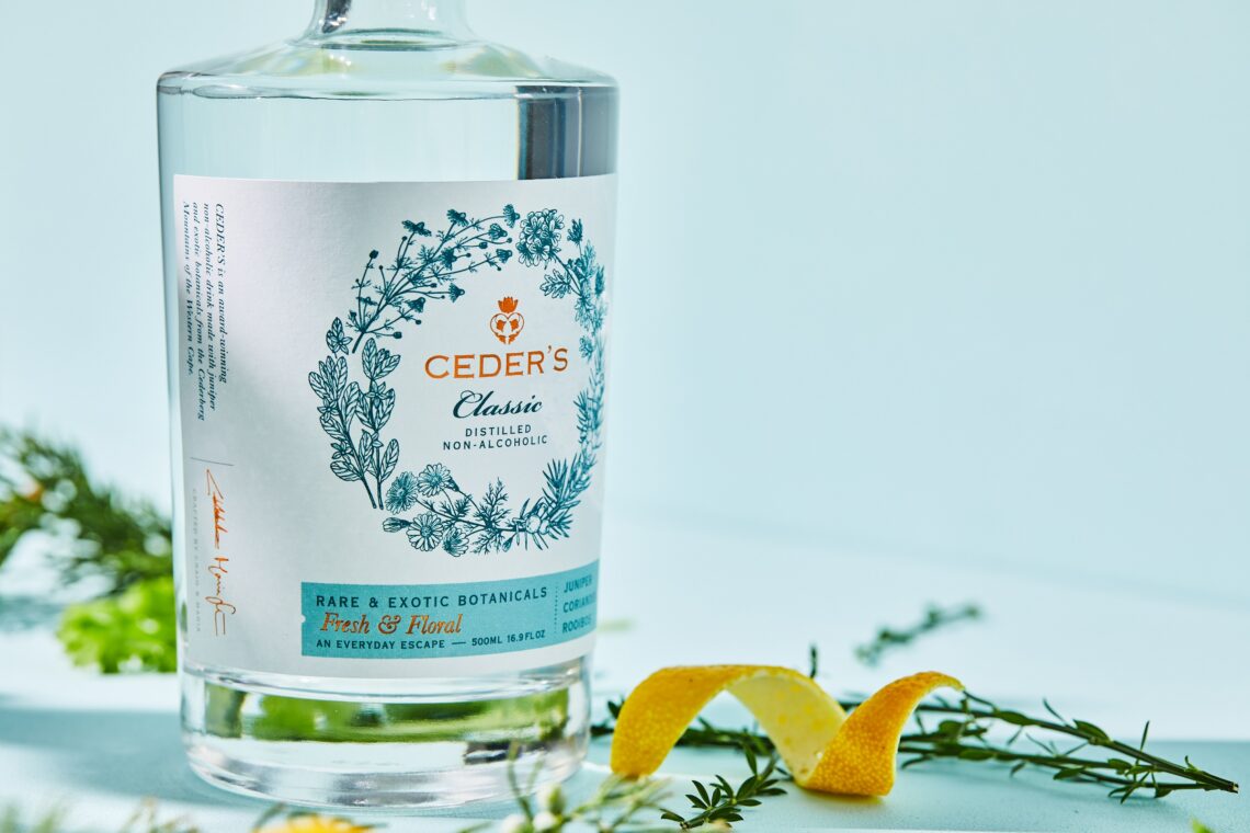 A bottle of Ceders organic distilled non-alcoholic drink