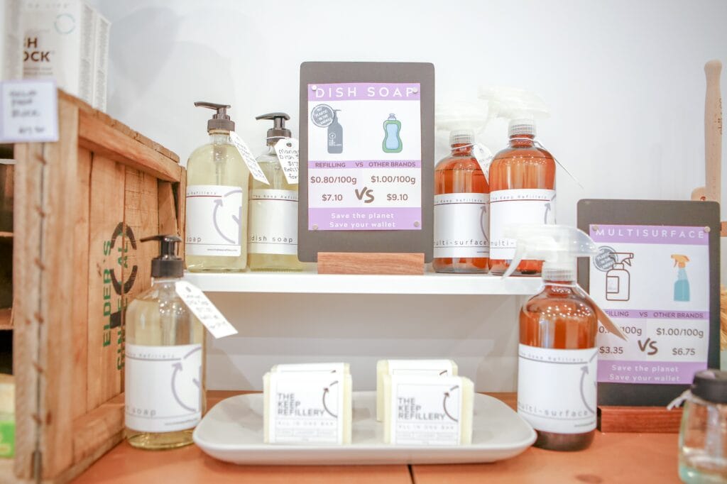 Selection of dish soap from The Keep Refillery., a Toronto store that sells personal care and home products in refillable containers